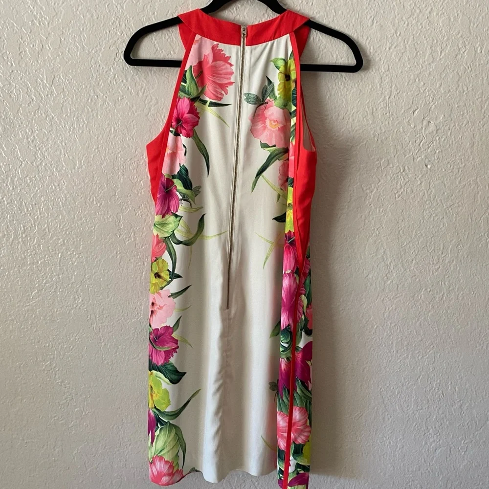 Ted Baker London Floral Mini Dress Size 2 Cream Pink Green Romantic Party Event - Picture 3 of 8